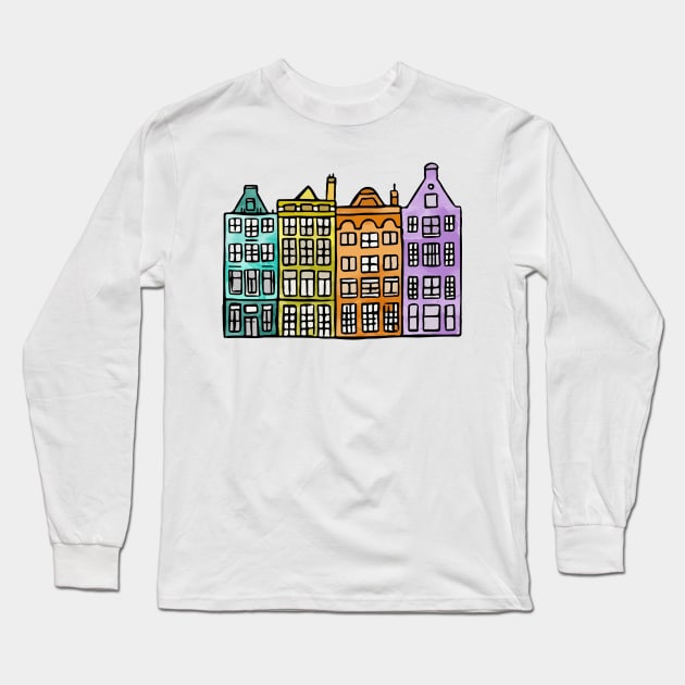 Amsterdam Row House Long Sleeve T-Shirt by aterkaderk